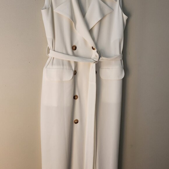 Brand New! Sleeveless Off-White Trench Maxi Dress - Picture 1 of 3